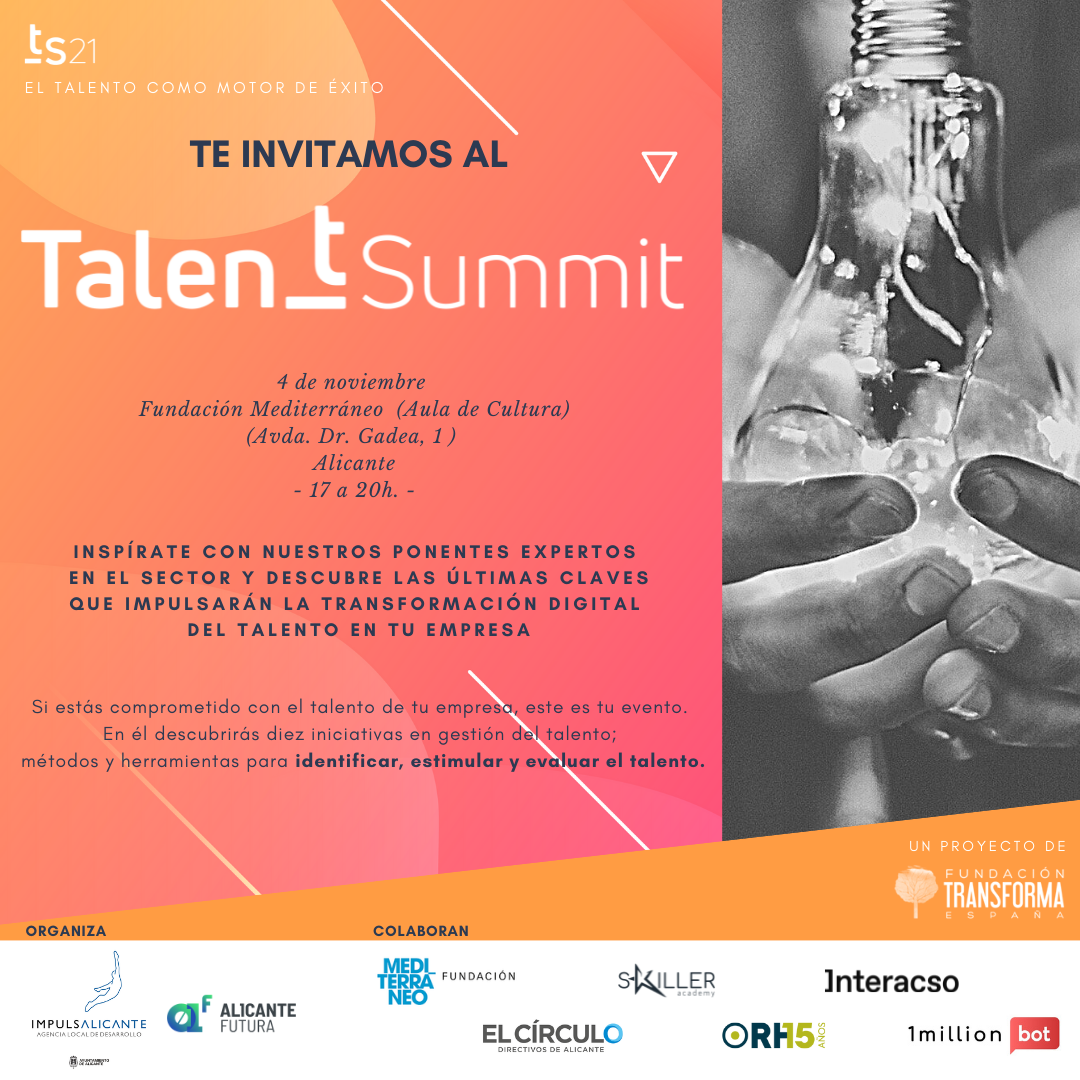 Alicante acoge el V Talent Summit de la Fundación Transforma con el apoyo de 1millionbot para destacar el trabajo de las mejores startups tecnológicas